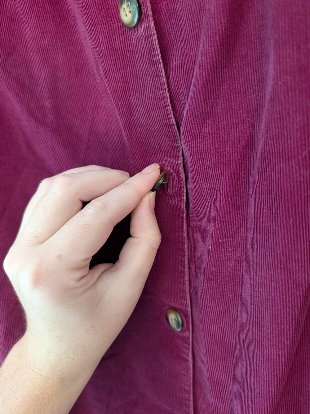 White Stag Button-Front A-Line Skirt in Berry With Pockets - Picture 3 of 6